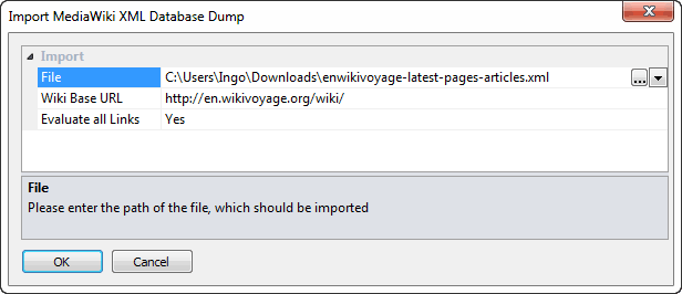 Dialog Import MediaWiki XML Database Dump