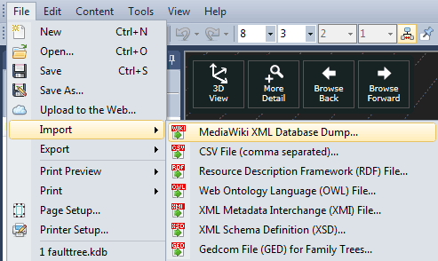 Menu Import MediaWiki XML Database Dump